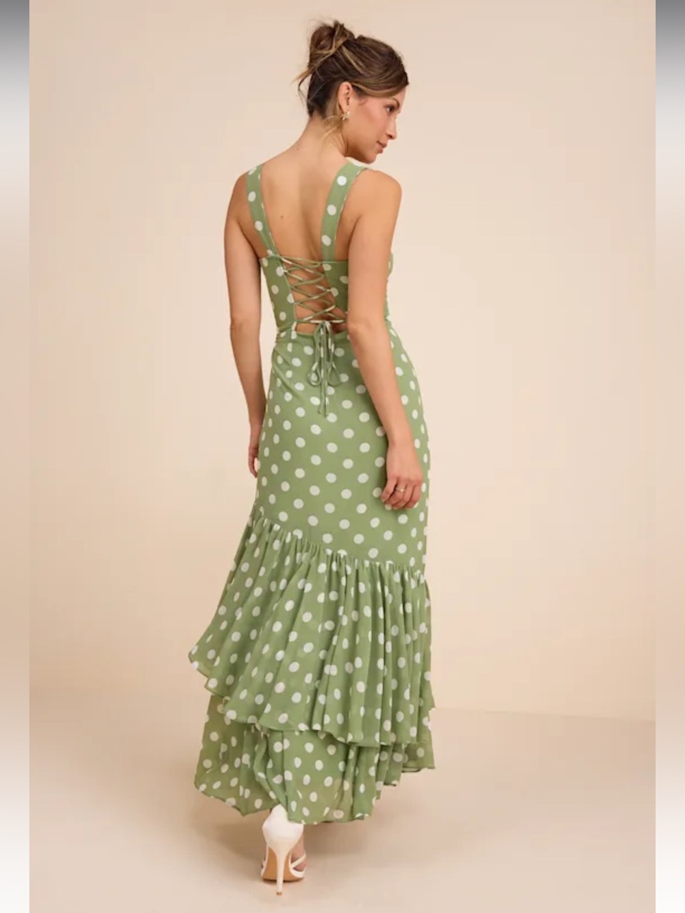lulus green polka dot maxi dress